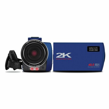 MINOLTA MN2K10NV 2.7K Quad HD 16x Digital Zoom IR Night Vision Video Camcorder Blue MN2K10NV-BL